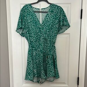 Emerald Floral Print Romper